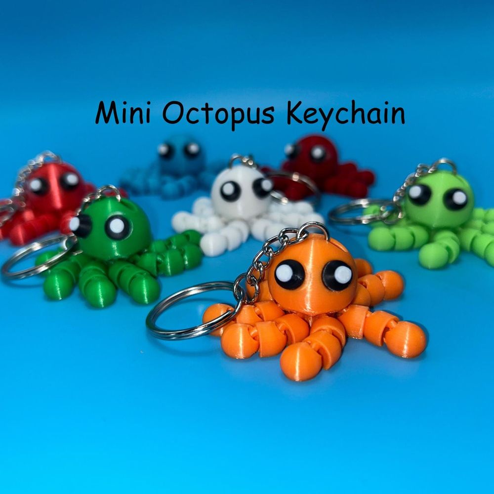 3D Printed Articulated Octopus Keychain: Fidget Toy, Flexibl...