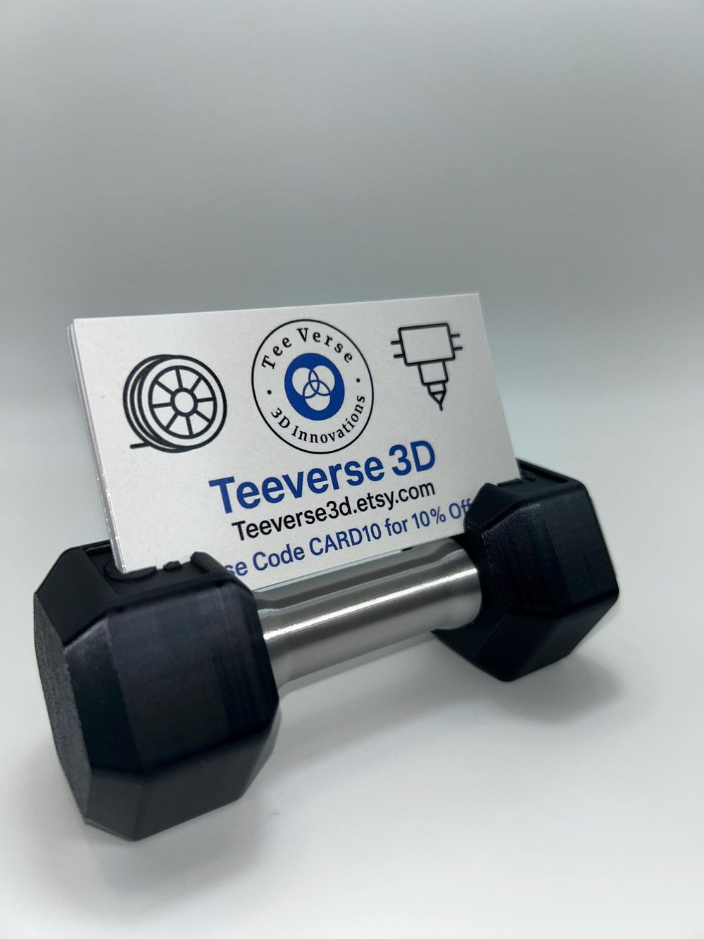 3D Printed Dumbbell Business Card Holder: Fitness Desk Organ...